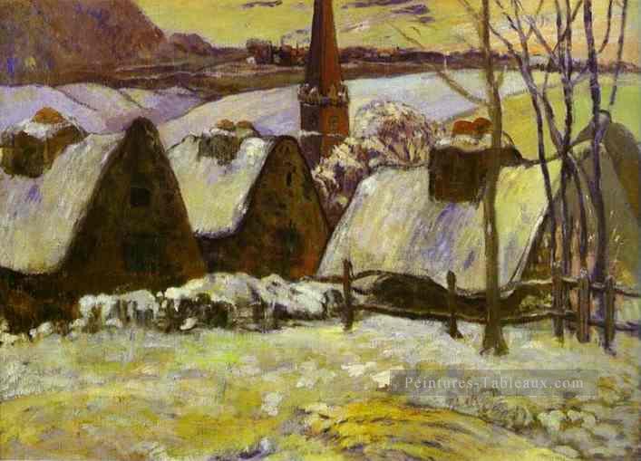 Village Breton dans la neige postimpressionnisme Primitivisme Paysage Paul Gauguin Peintures à l'huile